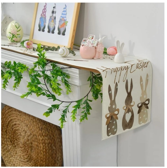 🐇 Set of 3 Easter Bunny rabbit rustic table runners. Carrots, eggs, eucalyptus. - Picture 7 of 14